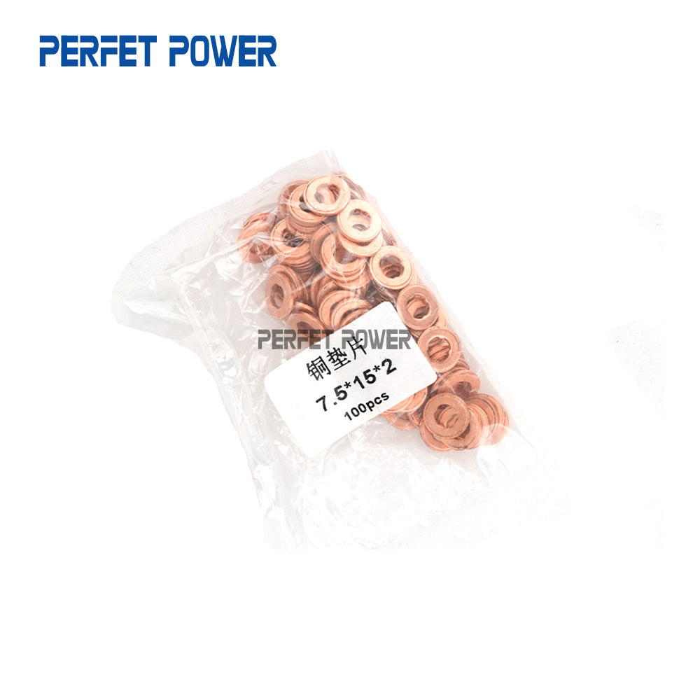 100pcs/Bags China New Copper gasket for nozzle of fuel injector 15*7.5*2mm